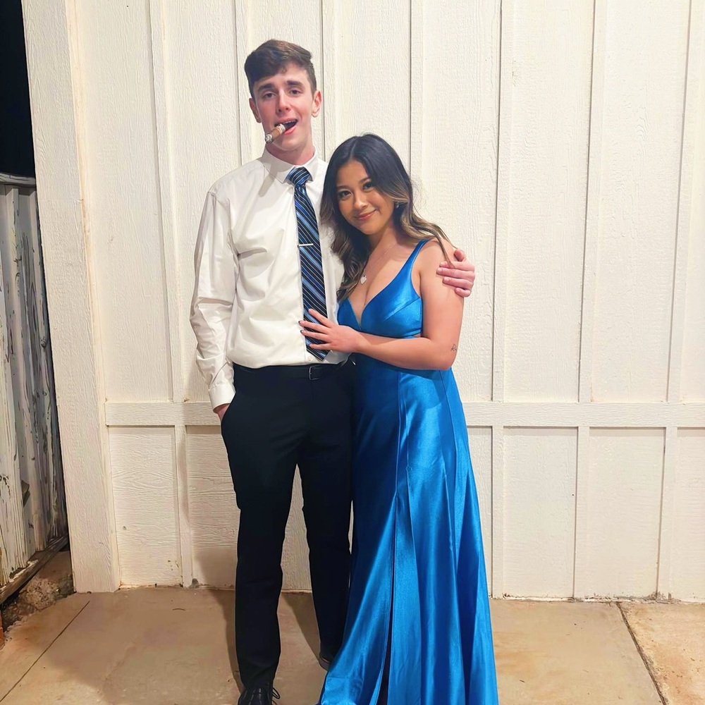 Elegant Blue Satin Gown